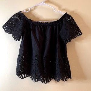 ASOS black eyelet off the shoulder top!